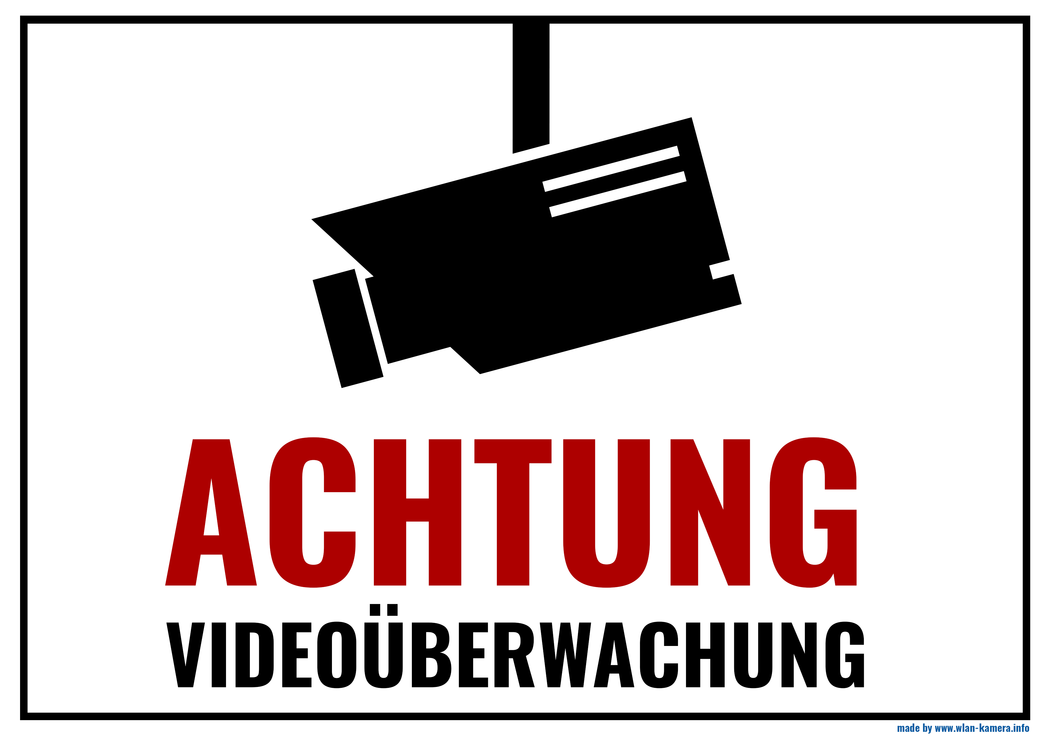 Achtung Videoüberwachung Schild (30x20 cm Kunststoff