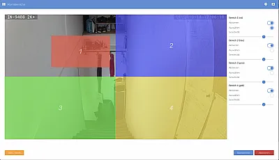 Alarmbereiche einer INSTAR Überwachungskamera